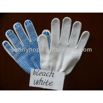 blue PVC dot knitting work gloves